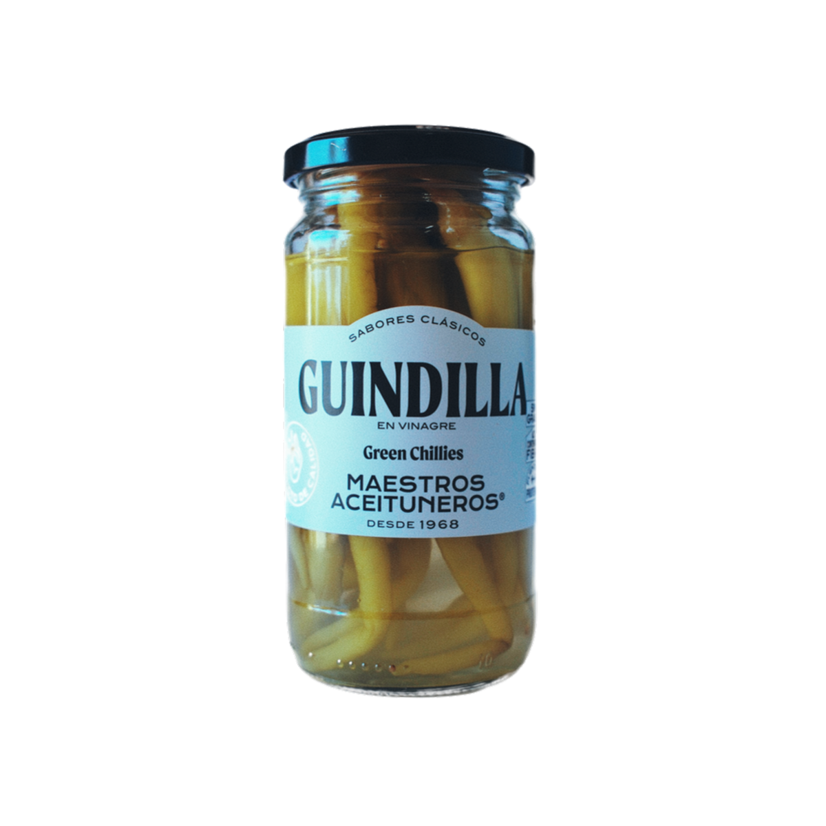 Maestros Aceituneros Guindillas jar on white