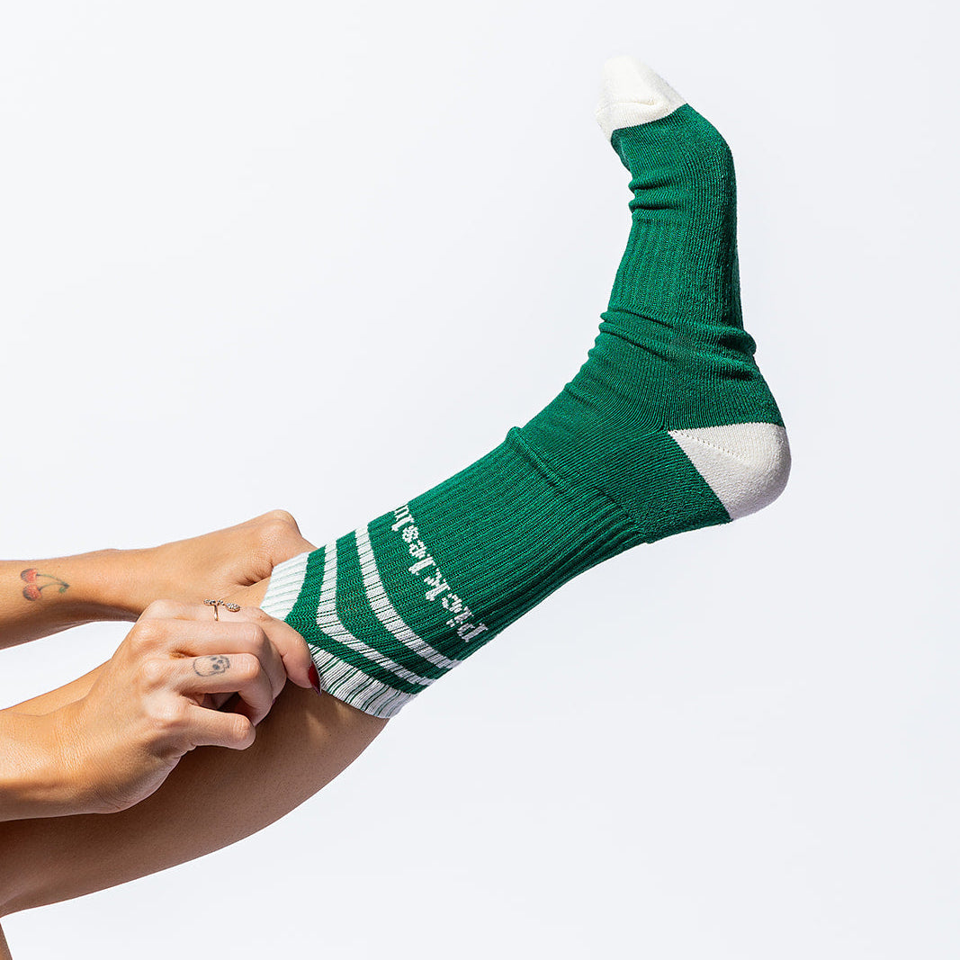 Pickleslut green crew socks